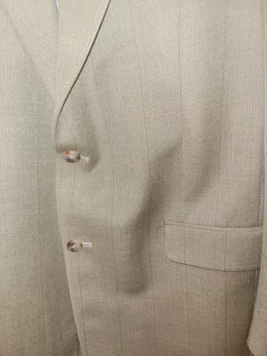 Men Grant Thomas Tan Brown Peach Windowpane Wool Jacket Blazer Size 43 L - Picture 3 of 8