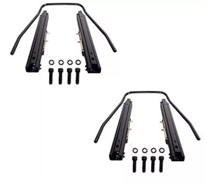 2 X ASIENTOS DE CARRERAS RECLINABLES DE CUERO PVC NEGRO + DESLIZANTE PARA FORD MUSTANG Foto 3 de 3