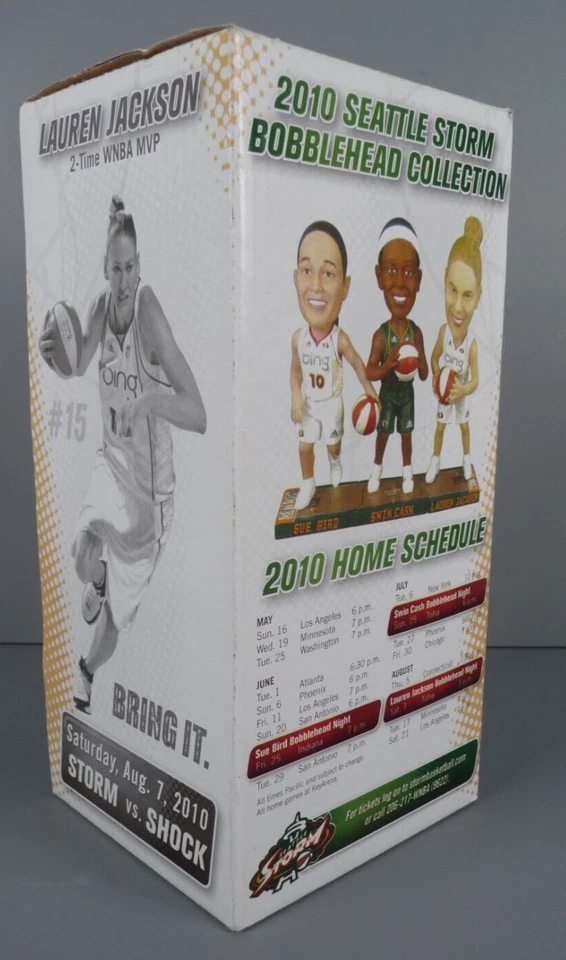Seattle Storm Bobblehead SWIN CASH 2009 WNBA All Star 25/07/2010 Orig. Embalagem - Imagem 4 de 4