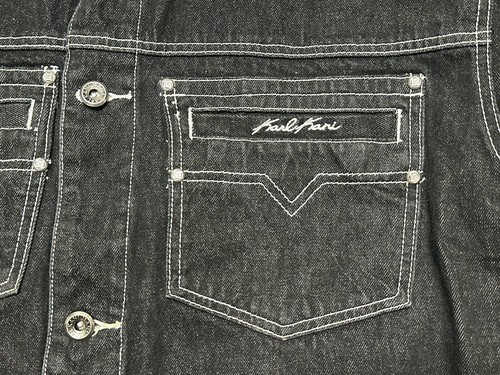 VTG Kani Jeans Men's 100% Cotton Denim Black Jacket Long Sleeve - Size XL - Picture 4 of 14