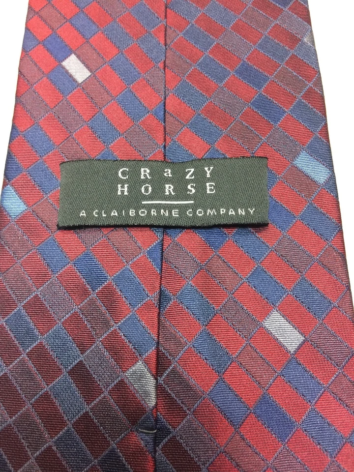 Gravata masculina Claiborne vermelha cinza e azul 4 x 58  - Imagem 4 de 4