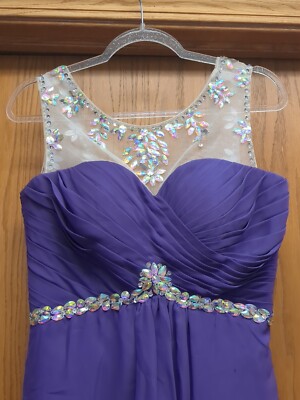 Sarah Bride Purple Holographic Beaded Formal Dress Size 12 Formal Spring  Wedding | eBay