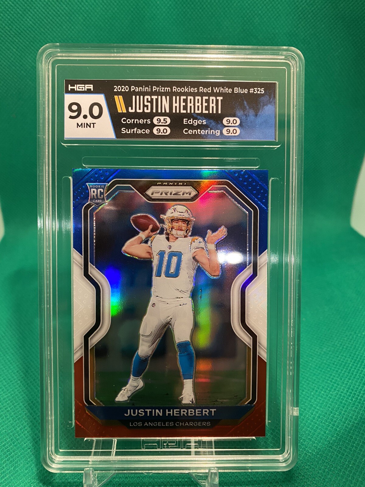 JUSTIN HERBERT - 2020 Prizm Rookie #325 Chargers - Red White Blue - Mint PSA 9