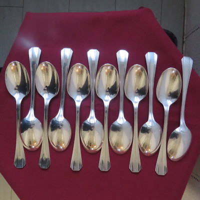 12 cuillères à soupe louche à potage métal argenté orfèvre Christofle modèle Boreal L Lanel Vintage 1970 silver-plated soup spoons & ladle - France