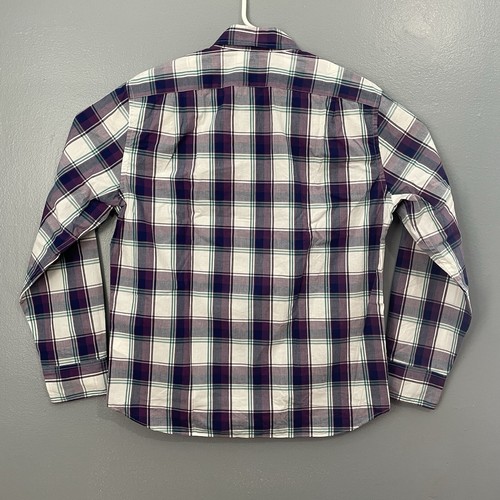 J Crew Vestito Camicia Uomo Grande Flex Wash Slim Untucked Viola Plaid Bottoni Nuovo con etichette - Foto 8 di 11
