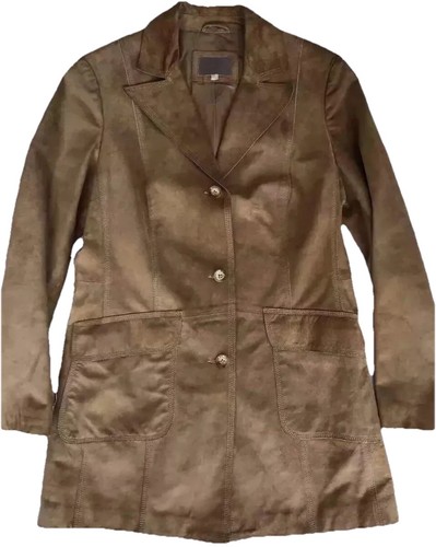 Marks and Spencer Trenchcoat Damen Größe 12 Beige 100 % Wildleder Large