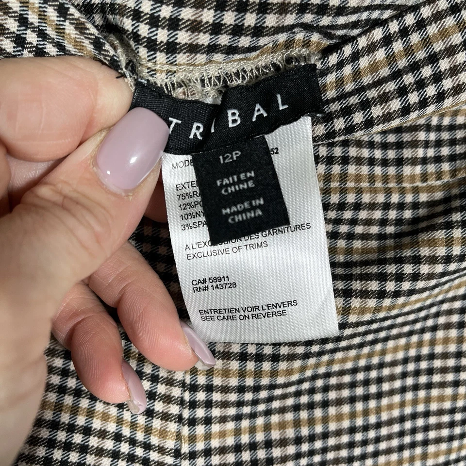 Pantalones de vestir tribales para mujer talla 12P capri a cuadros elásticos pantalones de carrera Foto 3 de 4