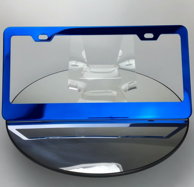 Powder Coated Candy Blue Frame Holder Stainless Steel License Plate Jaguar BMW