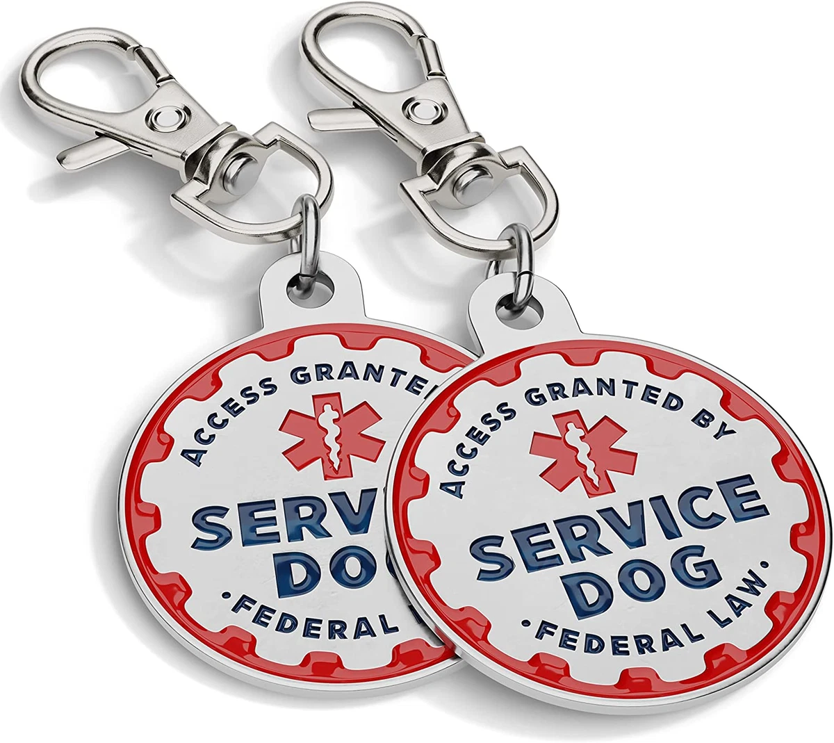 Service Dog Tag 2 Pack Metal Pet ID Tags for Service Animals