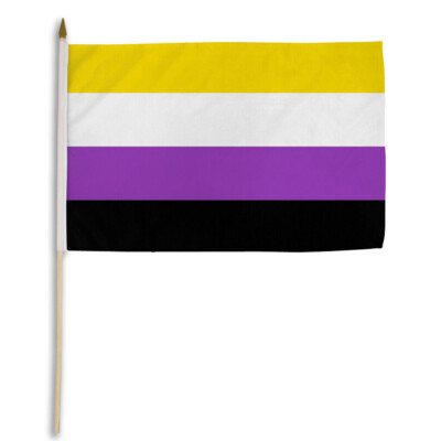 Nonbinary Flags 12x18in Stick Flag Non-Binary ENBY Flag WOODEN STAFF