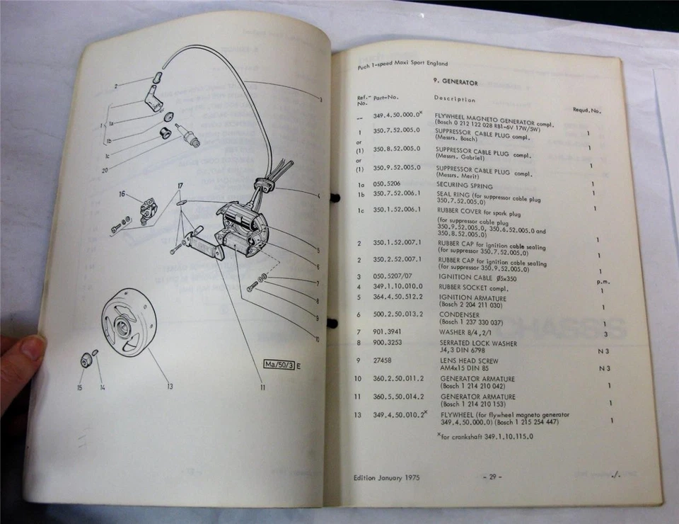 PUCH Maxi-Sport Illustrated Moped Parts List Jan 1975 #TS 907.1.71.375.4 - Image 4 of 4