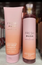 Bath  Body Works FRESH MUSK Fine Fragrance Mist  Body Cream Set