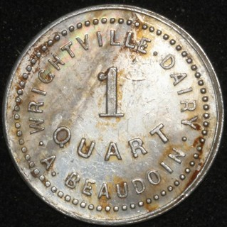 QUEBEC Wrightville Dairy A. Beaudoin 1 Quart Dairy Token Bowman 5240a Lot 90