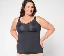 Evelyn Bobbie Lace Trimmed V-Neck Seamless Bra Cami black Large A704715