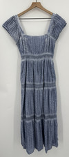 American Eagle Dress Womens Small Blue Midi Long Boho Cottage Bow Cut Out