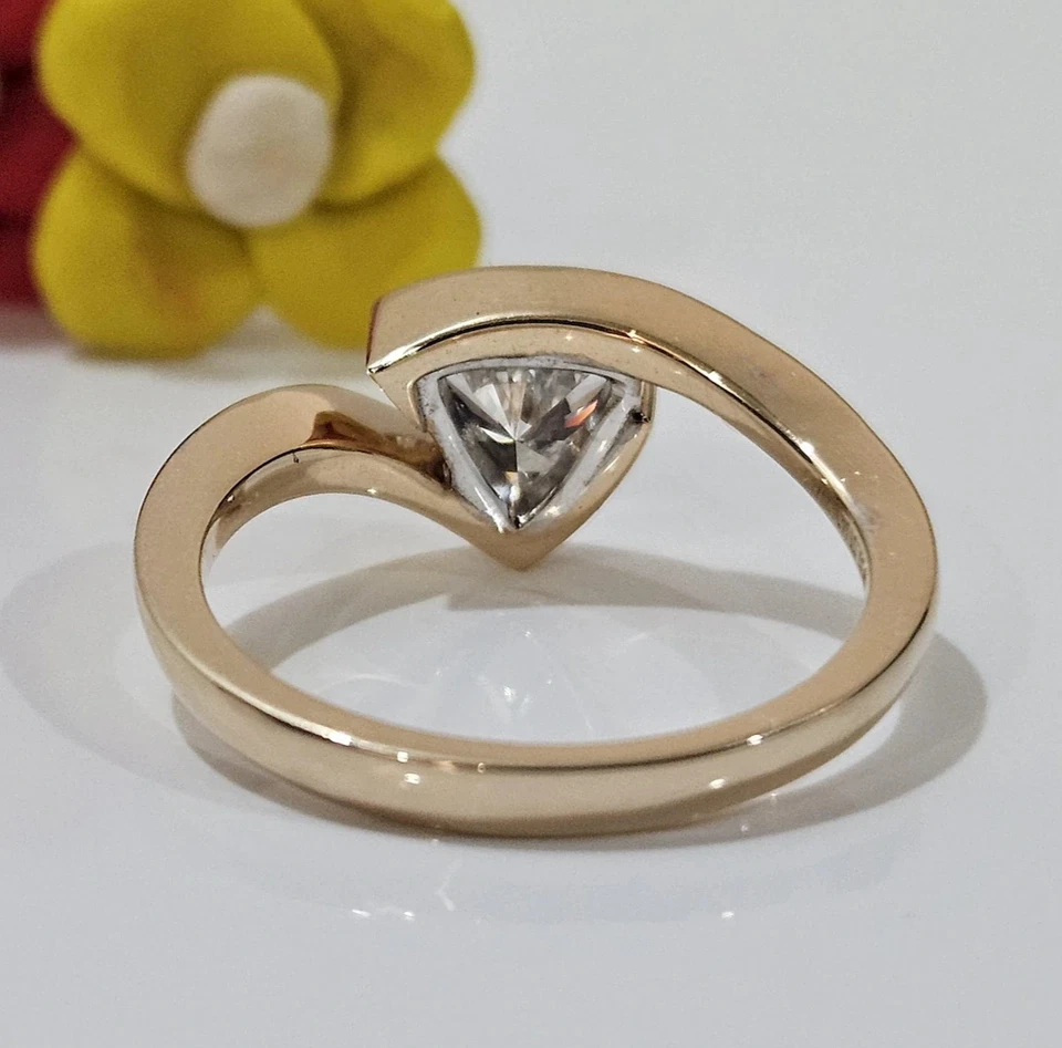 Lab Grown Diamond Engagement Ring Trillion Cut 10K Gold Ring Gifts For Her - Image 2 of 4