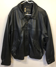 Eddie Bauer Legend Journeyman Bomber Leather Jacket Men  s sz. L, Black, VGC