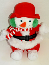 Stuffins Santa Snowman Stuffed Plush Hat Earmuffs Vintage 1994 w/orig tag 10"