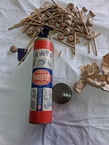 Vintage-The Original Tinkertoy Set-1960s Canister-52 Pieces