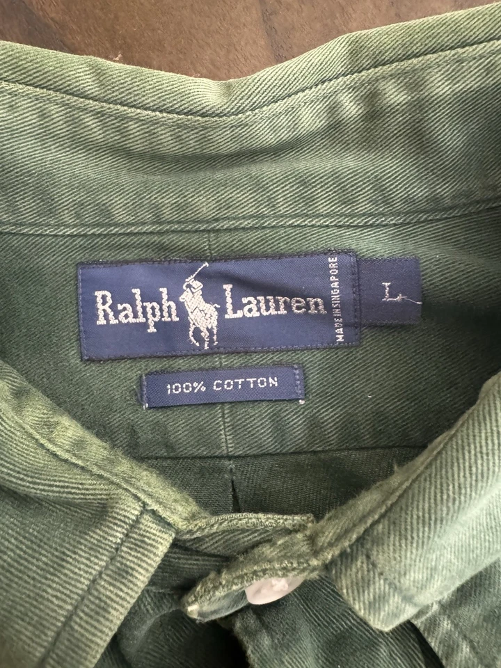 VTG Ralph Lauren Mens Dress Shirt Size Large green all cotton long sleeve - Image 4 of 4