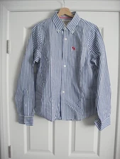 Abercrombie Fitch Button Up Shirt Men Medium Muscle Long Sleeve Blue/White Strip