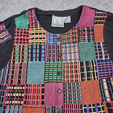 Michael Simon Womens XL Maxi Dress Patchwork Embroidered Artsy Lagenlook