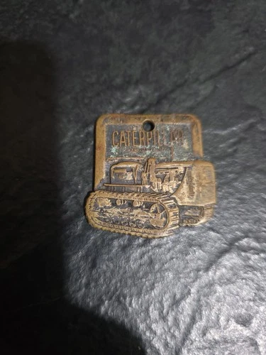 Vintage Caterpillar Tractor Brass Watch Fob JP Foster Co Sioux Falls SD