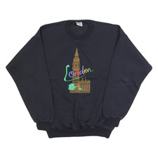 Damen Schwarz London Bestickt Rundhals Sweats...