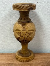 Hand Carved Vintage 4.75  Tall Wood Vase Ornate