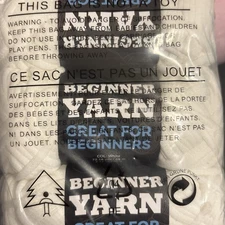 Beginner Yarn, Great For Beginners, Three Pack, White, 72.18 Yards Each