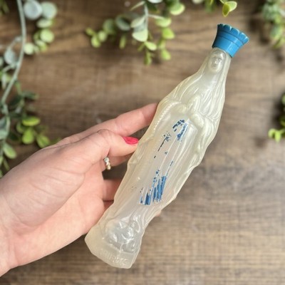 Vintage Lourdes Jungfrau Maria Weihwasserflasche Kunststoff - über halb voll