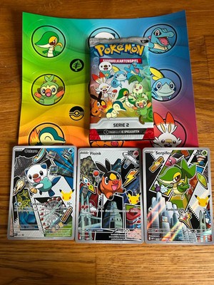 Pokemon Erste Partner Holo Promo Ottaro Floink & Serpifeu Serie 2 + Sticker
