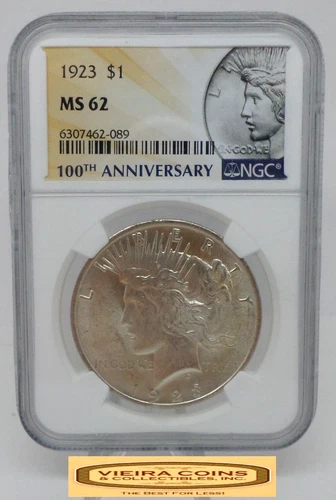 1923 Peace Silver Dollar, 100Th Anniversary, NGC MS 62 - #B57735