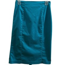 Vintage Worthington Teal Y2K Stretch Pencil Skirt Kick Pleats Retro Pinup Small.