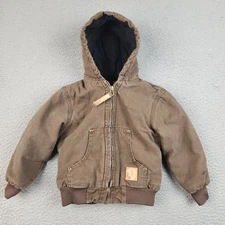 Vintage Berne Canvas Jacket Baby Boys 2T Workwear Quilt Lined Hooded Toddler
