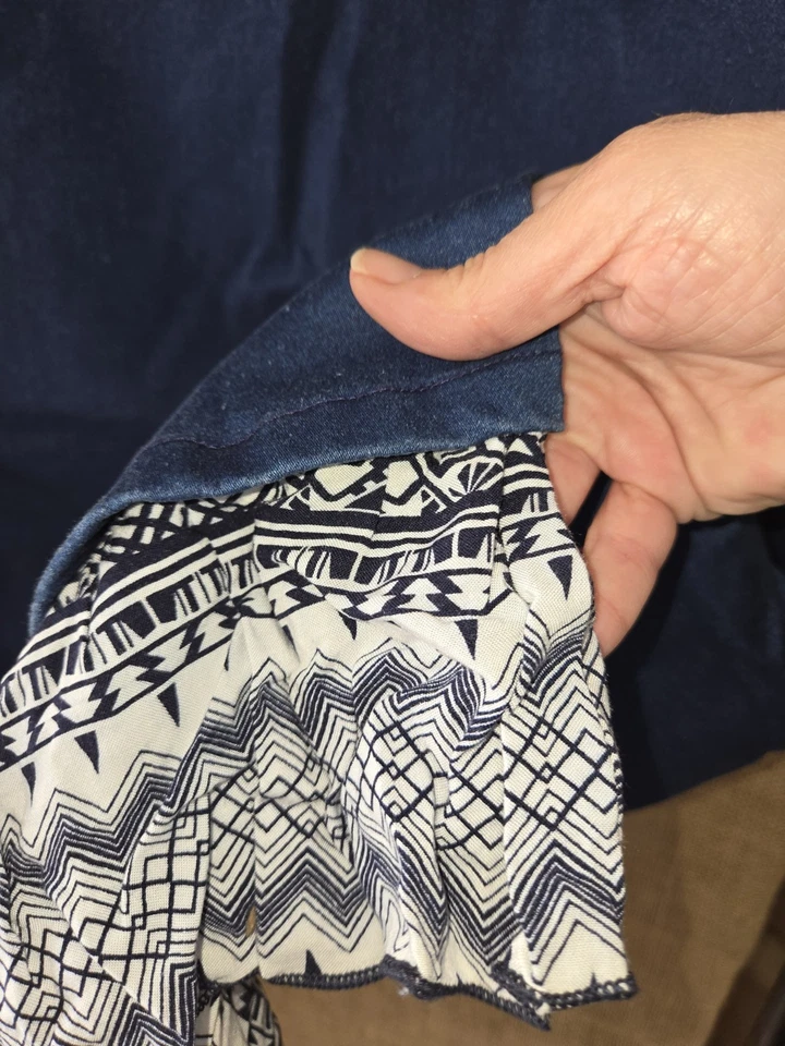 Women's NWOT Planet Motherhood Denim Look Ruffled Hem Maternity Dress Size Small - Image 2 of 4