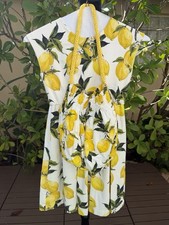 Dolce & Gabbana White Yellow Lemon Print Girls Kids Dress with Bag size 9-10