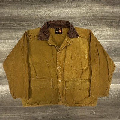 True Vintage 50s Bullseye Hunting Jacket Mens XL Brown Canvas Waxed Made in USA