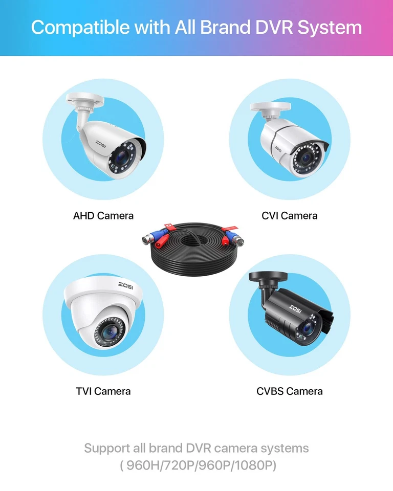 4 Pack 60Feet 18m All-in-One CCTV Video Power Cables, BNC Extension Security ... - Image 4 of 4