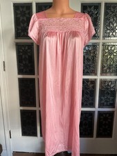Vintage Vanity Fair Pink Silky Nylon Lace Trim Nightgown Size Small