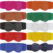Women Wide Elastic Waist Belt Stretchy Solid Color Dress Coat Cinch Waistband