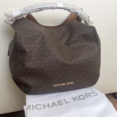 Michael Kors Lillie Large Chain Shoulder Tote MK Signature Brown/Acorn B-Ware 