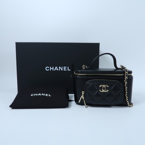CHANEL CC GHW Vanity Case 2 Way Shoulder Bag Calfskin Leather Black - Picture 11 of 15