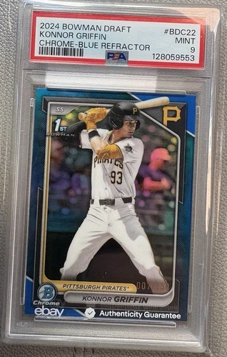 2024 BOWMAN DRAFT CHROME KONNOR GRIFFIN 1st RC TRUE BLUE REFRACTOR #/150 PSA 9