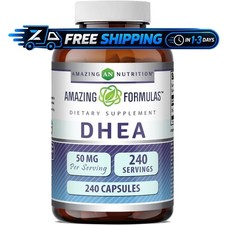 Amazing Nutrition DHEA 50 mg 240 Capsules Supplement Gluten-Free Made in USA