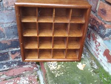 Vintage Small Table Top Wooden Pigeon Hole Storage Wood 13.5" x 13.5" x3"