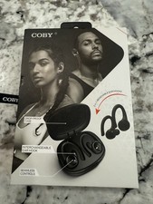 Coby CETW572 True Wireless Bluetooth Black Ear-Hook Earbuds Drop-Proof Case