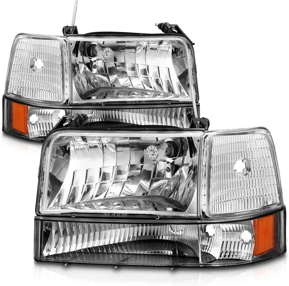 Conjunto de faros de repuesto cromados para camioneta Ford F150 F250 F350 1992-1996 Bronco Foto 2 de 4