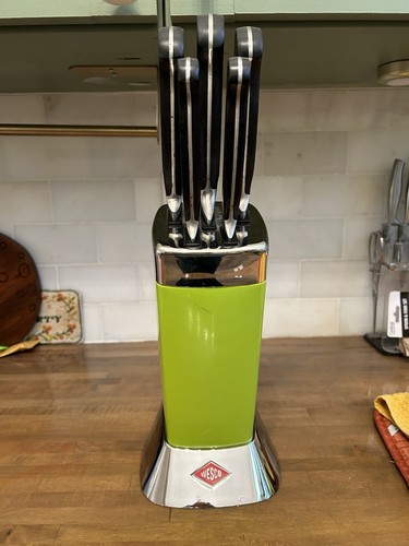 Wesco Lime Green Knife Block Set W/ 6 Knifes - Picture 2 of 12
