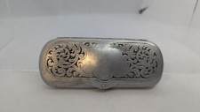 Antique Spectacles Glasses Clamshell Case Silver Tin Aluminum 4 3/8" 1900-1920